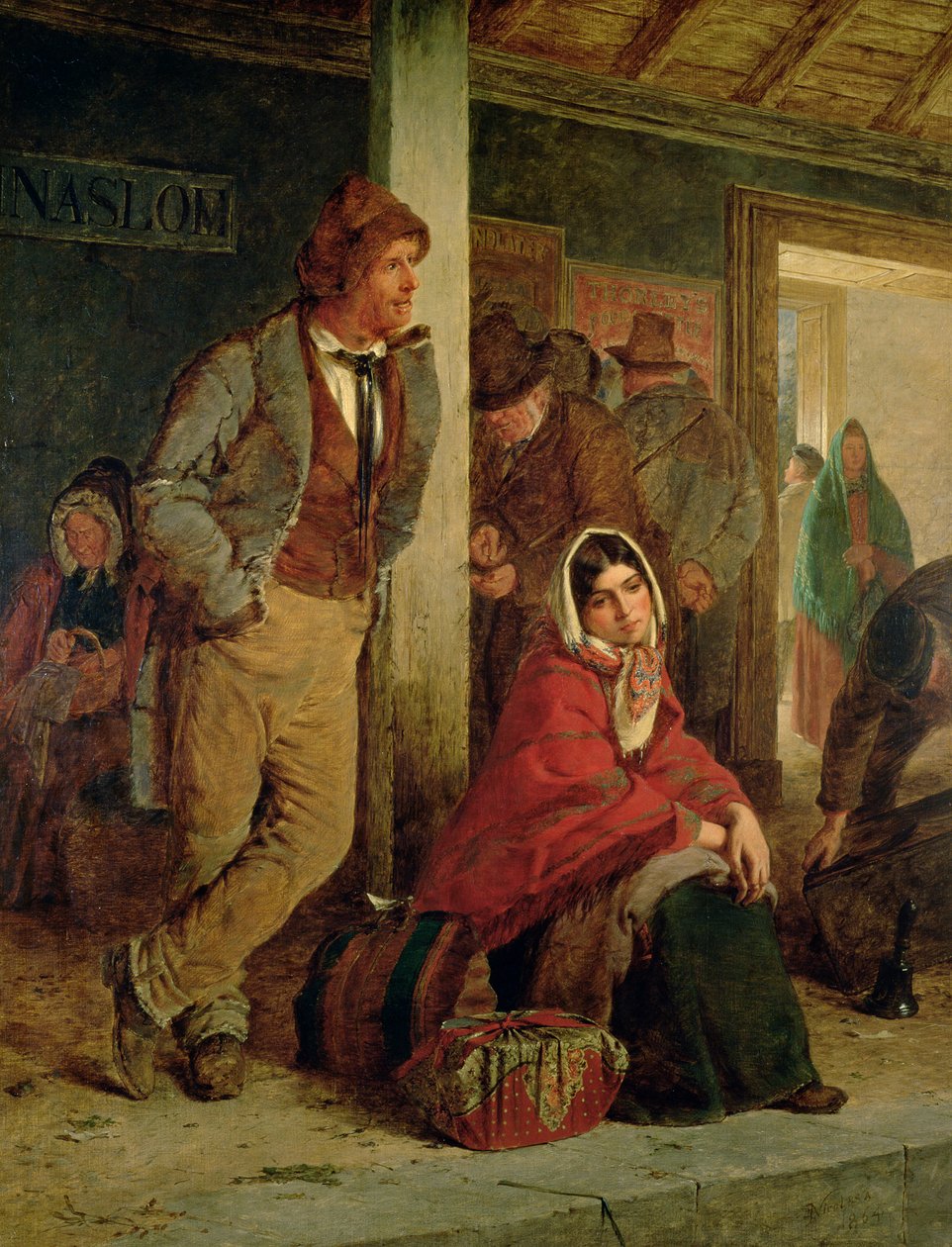 Ír emigránsok vonatra várva, 1864 alkotó: Erskine Nicol