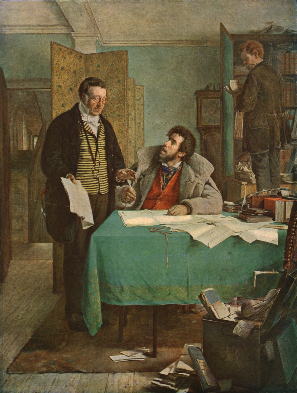 Az új bérleti szerződés aláírása, 1868, 1930. alkotó: Erskine Nicol