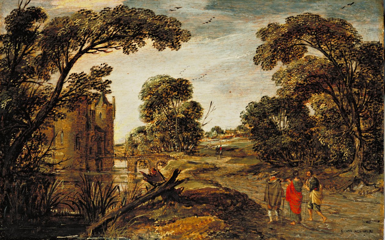 Nyári tájkép (Emmauszi út) 1612-13 alkotó: Esaias van de Velde