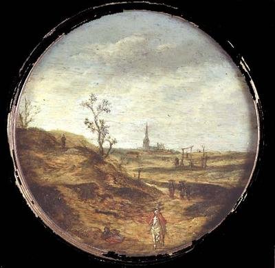 Kiterjedt táj utazókkal az úton alkotó: Esaias II van de Velde