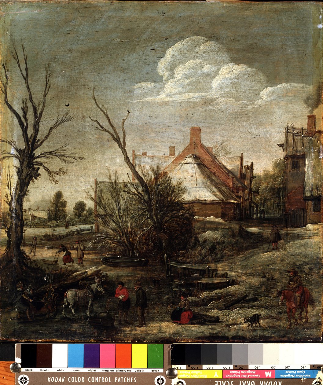 Tél (Winter). Esalas van de Velde (1591-1630) festménye. Olaj, fa, 37,5 x 35,5 cm alkotó: Esaias I van de Velde