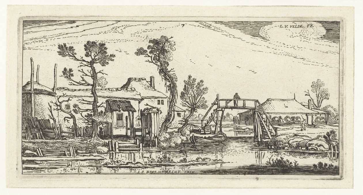 Farm egy csatornán, Haarlem közelében Tájképek (sorozat címe) alkotó: Esaias van de Velde