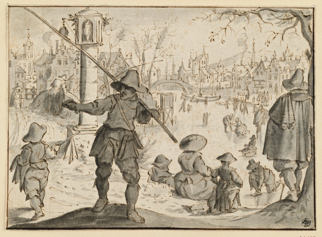 A tél (december és január hónapok), a tizenkét hónapról szóló hatrészes sorozatból alkotó: Esaias van de Velde