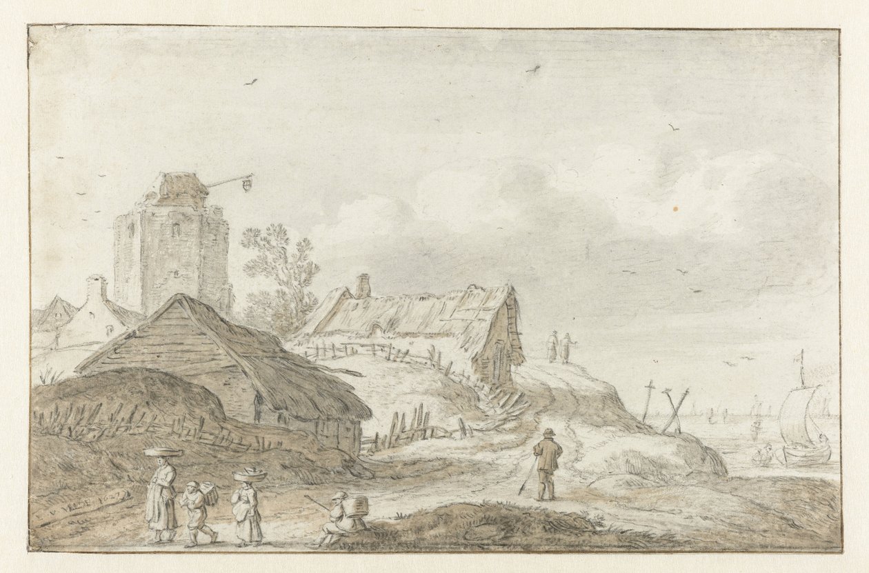 tengerparti falu alkotó: Esaias van de Velde