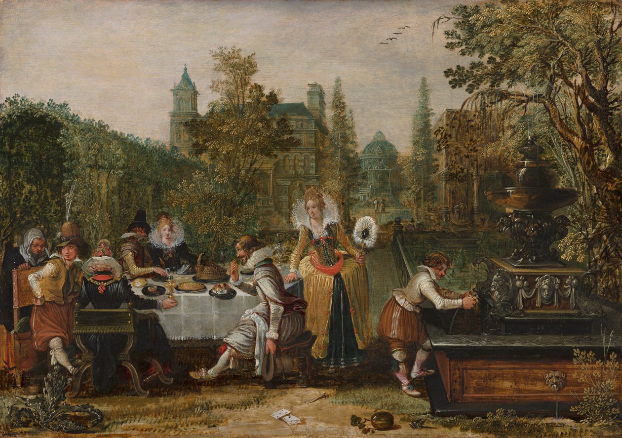 Vidám társaság a parkban, 1614 alkotó: Esaias van de Velde