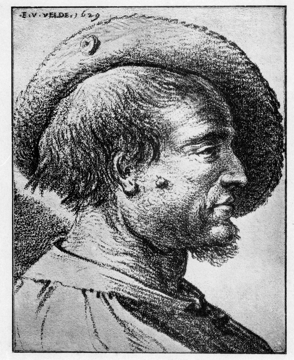 Férfifej vizsgálata, 17. század. alkotó: Esaias van de Velde