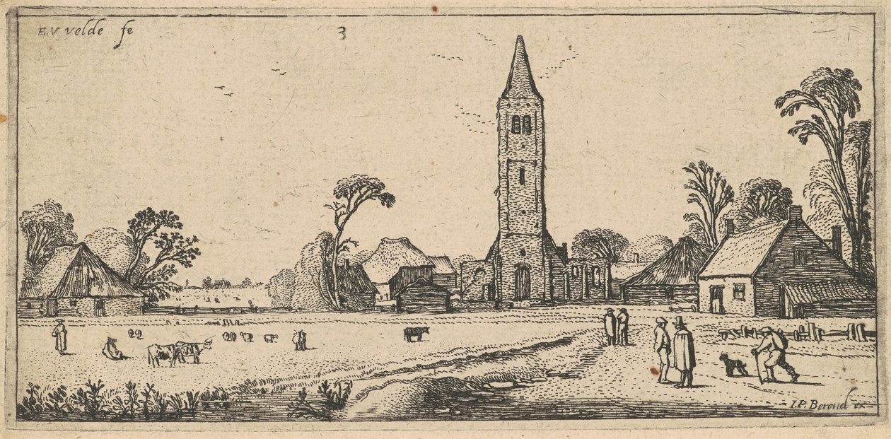 Táj réttel és falusi templommal alkotó: Esaias van de Velde I