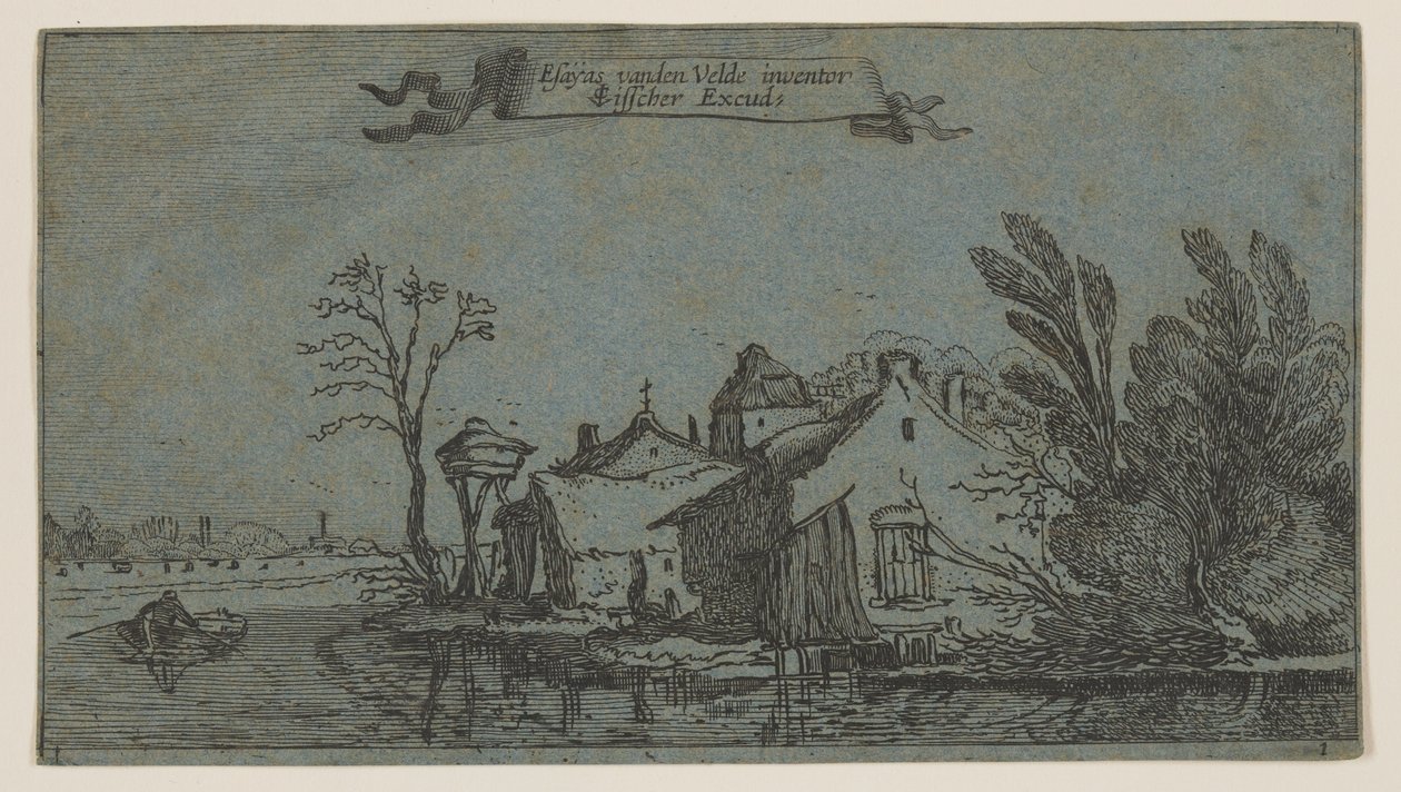 Farm a folyó jobb oldalán alkotó: Esaias van den Velde I