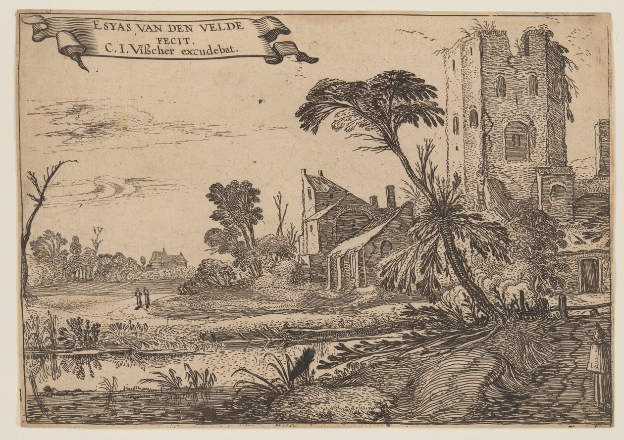Két szerzetes egy ösvényen alkotó: Esaias van den Velde I