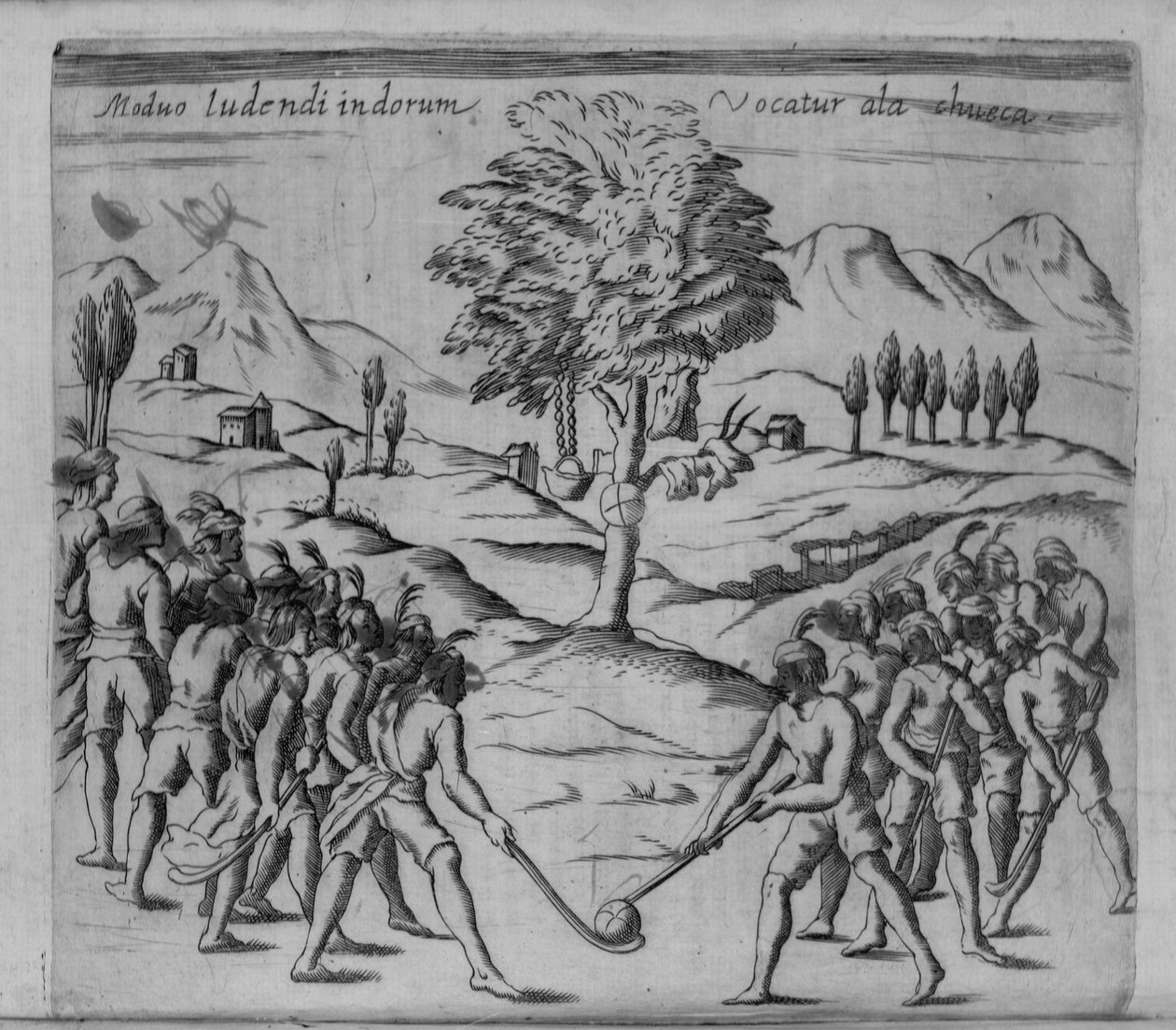 Őslakosok chuecát játszanak alkotó: España Fondo Antiguo de la Biblioteca