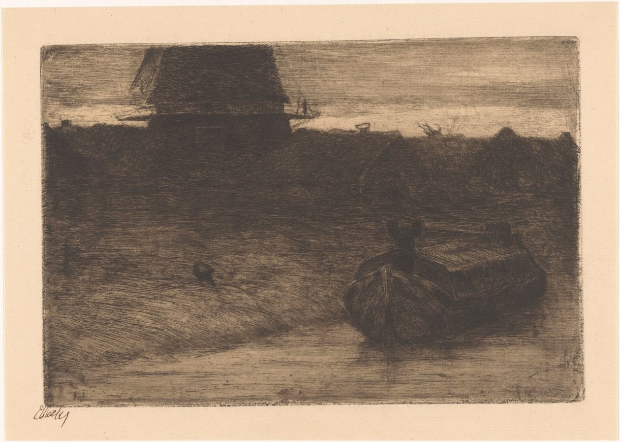 Csónak a csatornán alkotó: Etha Fles (signed by artist)