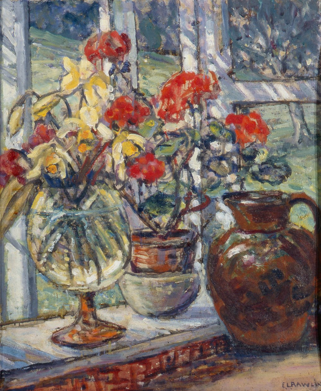 Gerániumok (olaj, vászon) alkotó: Ethel Louise Rawlins