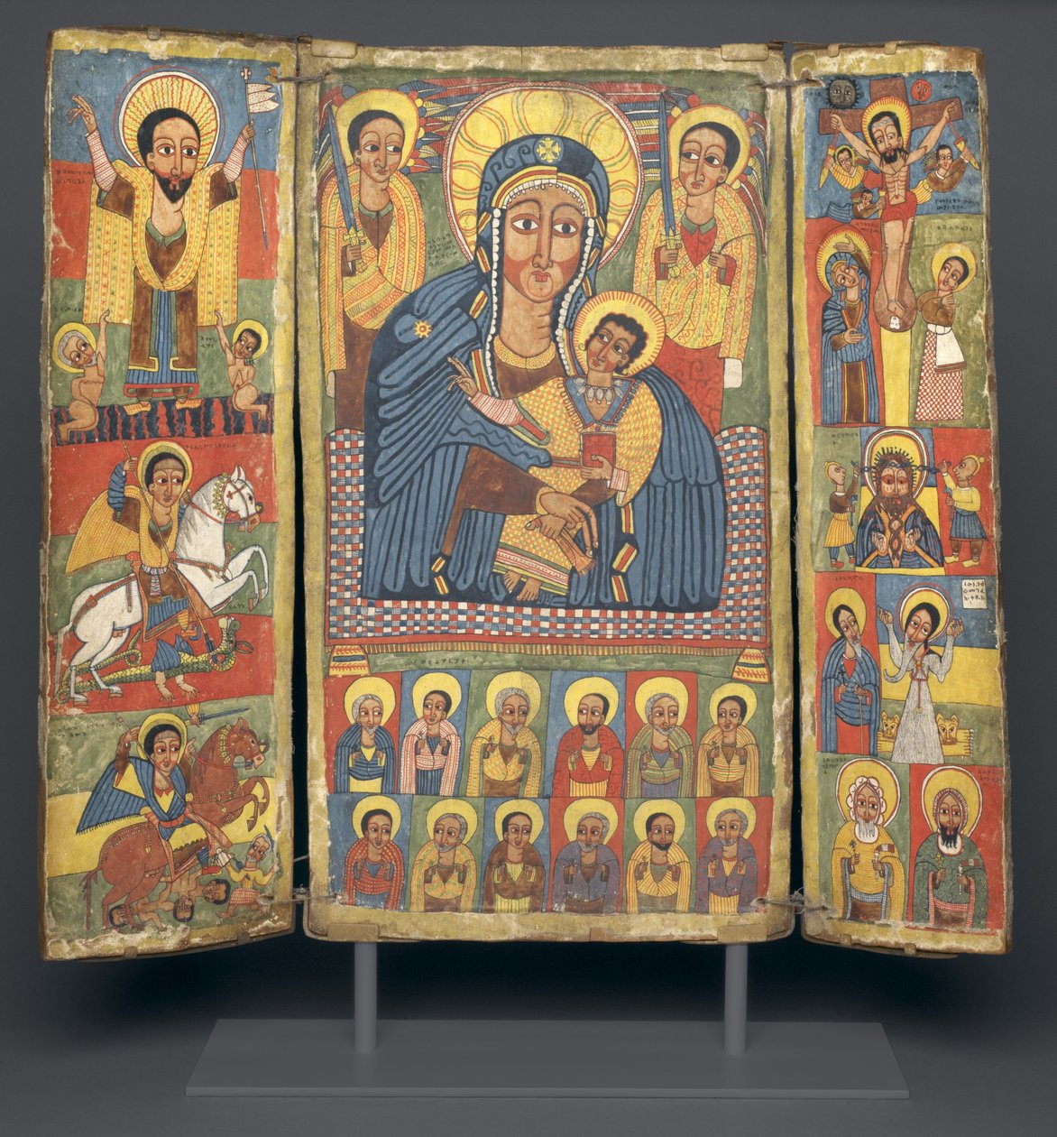 Triptichon ikon a Szűz és a Gyermek központi képével, 1682-99 alkotó: Ethiopian School