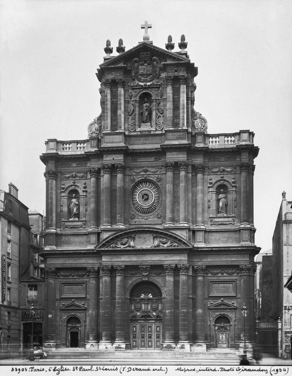 Kilátás a Saint-Paul-Saint-Louis-templom homlokzatára, Párizs, 1627-41 alkotó: Etienne and Derand, F. Martellange