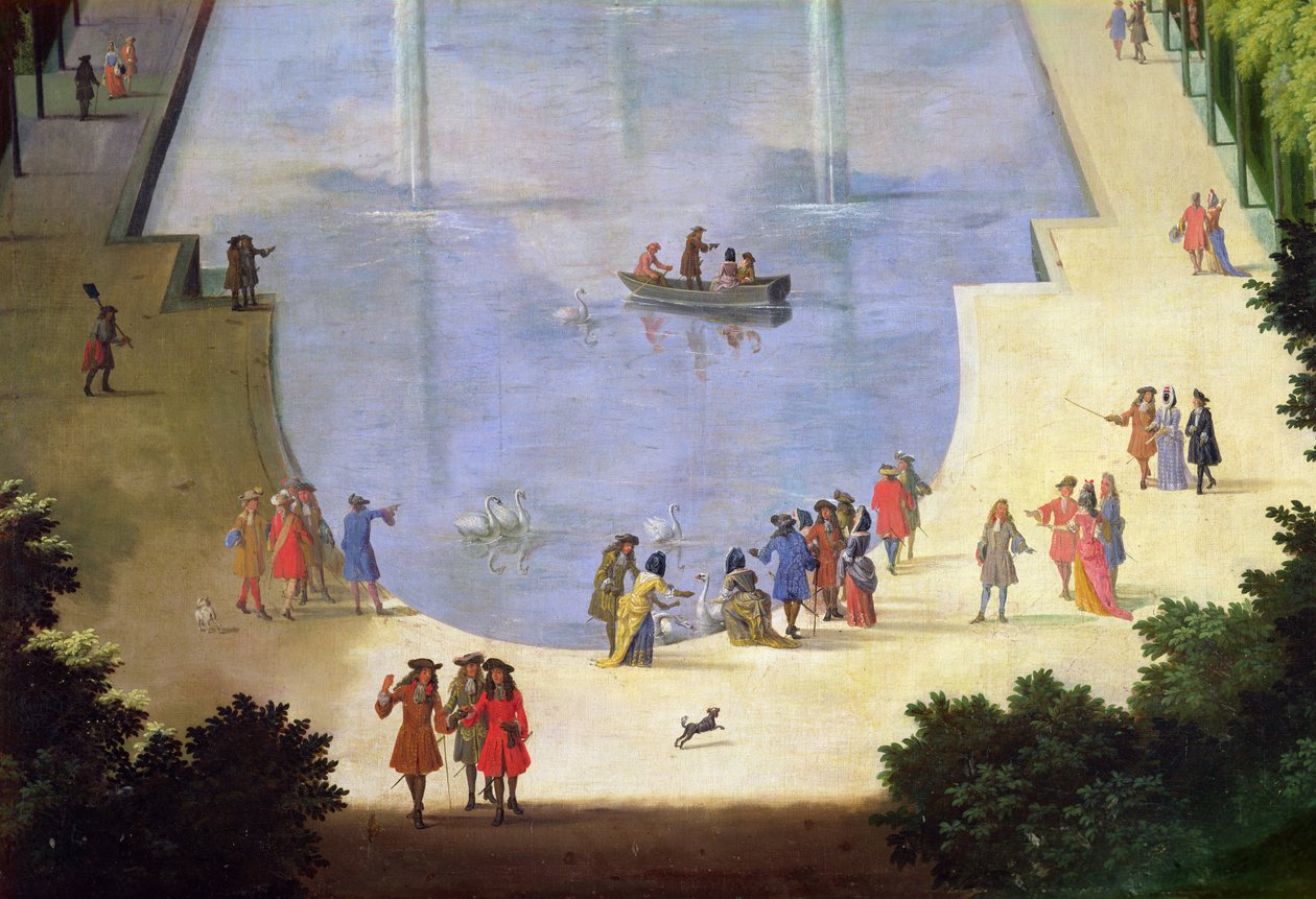 Le Bassin du Miroir deau et l île Royale figurák részlete a tó közelében, 1688 körül olaj, vászon alkotó: Etienne Allegrain