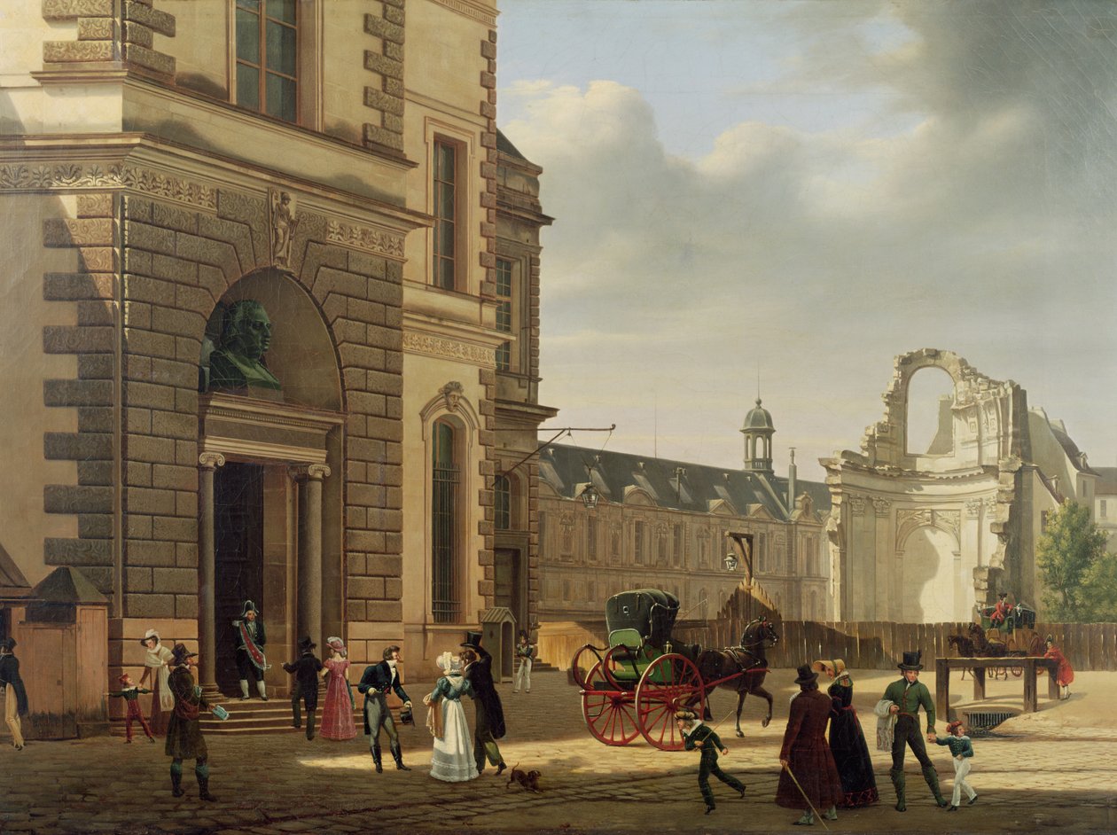 A Musee de Louvre és a St. Louis-templom bejárata, 1822 alkotó: Etienne Bouhot