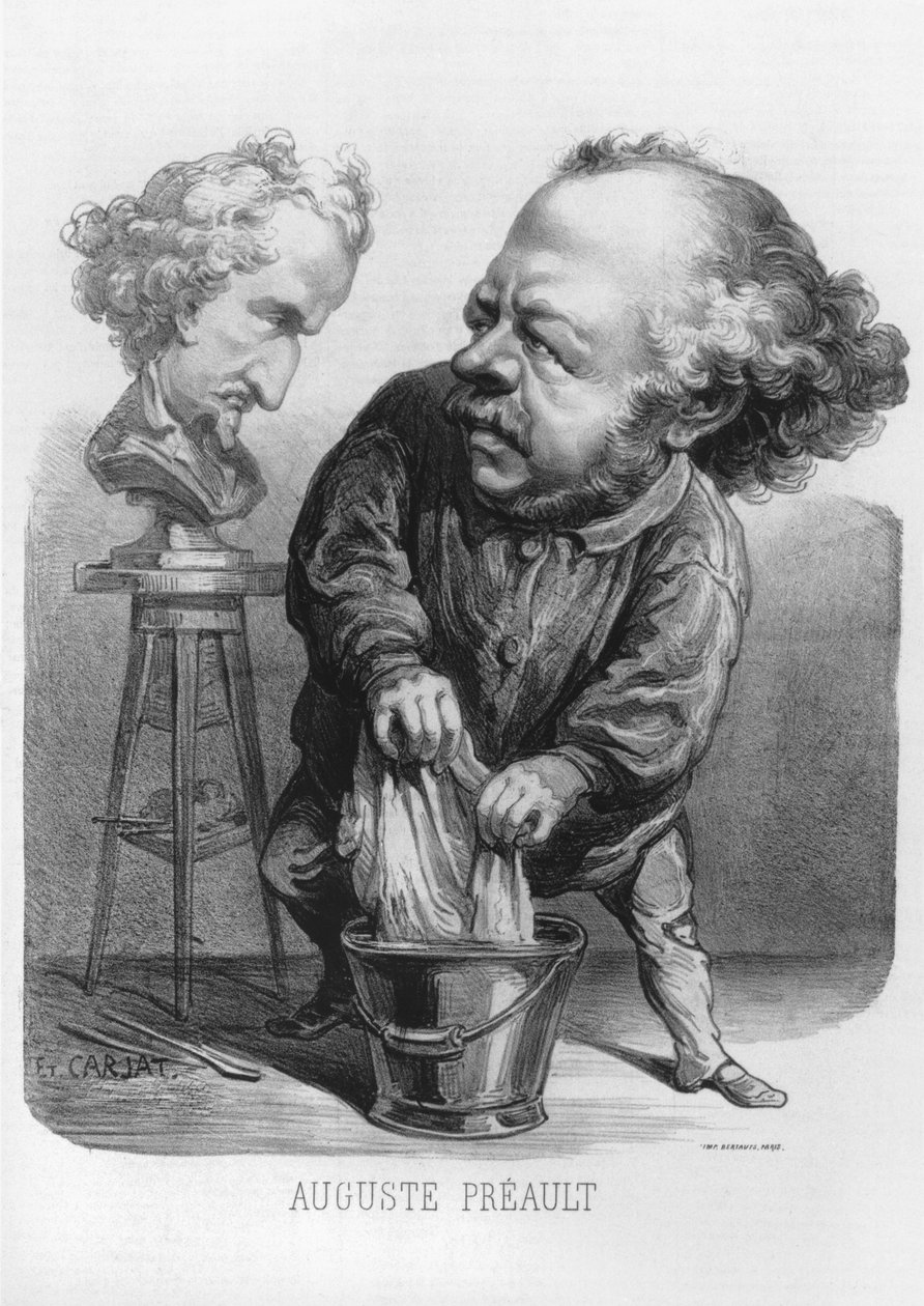 Auguste Preault (1809-79), karikatúra a „Le Boulevard”-ból, 1862 alkotó: Etienne Carjat