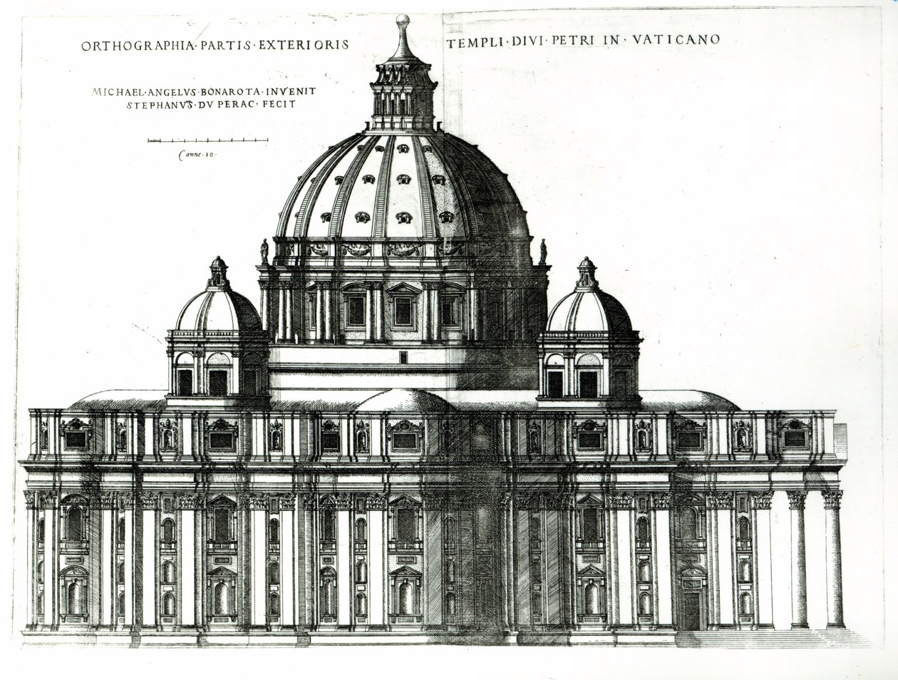 A külseje Szent Péter-bazilika Rómában, "A vatikáni Szent Péter-templom külső (un)belső ortográfiájából", 1577 körül alkotó: Etienne Duperac