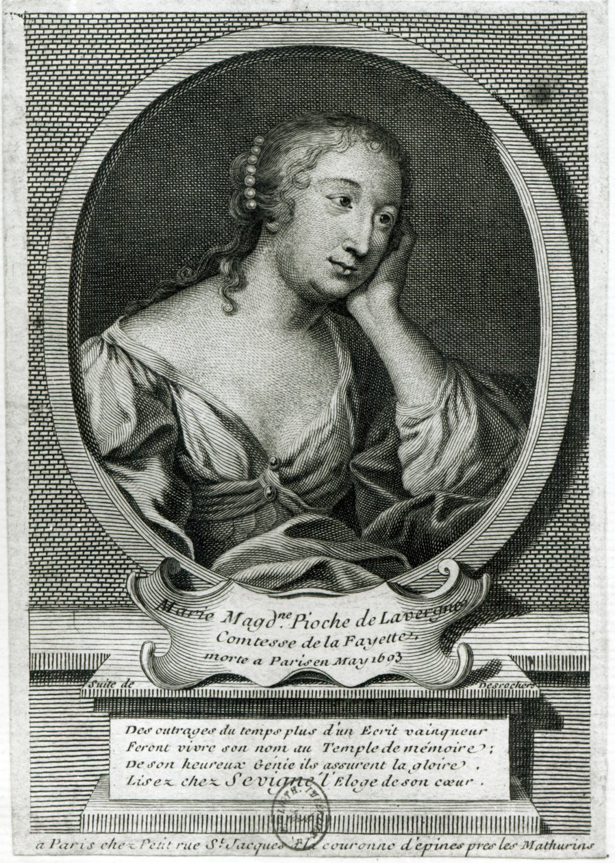 Madame de La Fayette francia regényíró medálos portréja alkotó: Etienne Jehandier Desrochers