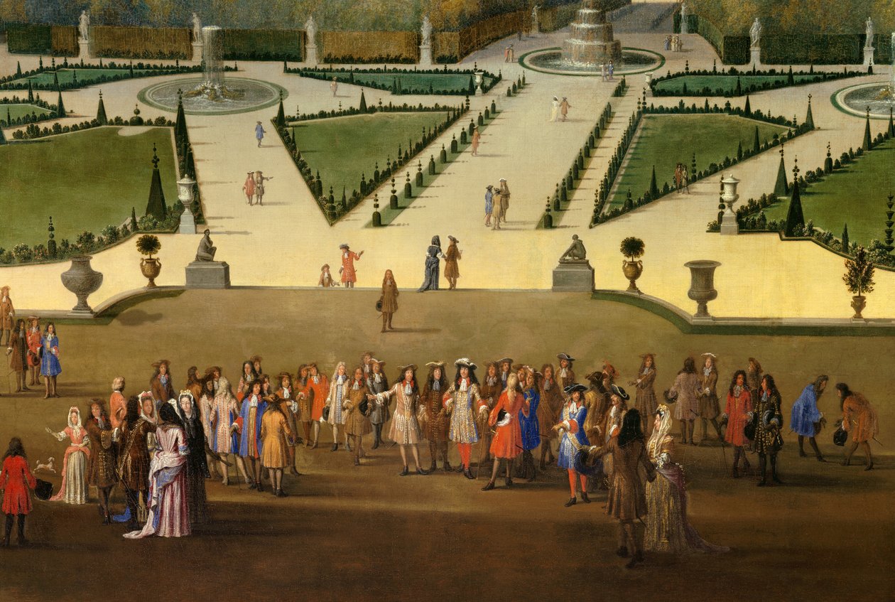 XIV. Lajos sétány (1638-1715) az északi parterre nézve a Versailles-i részlet kertjében. Etienne Allegrain (1644-1736) 1688 körüli festménye. 2,3x2,9 m alkotó: Etienne Allegrain