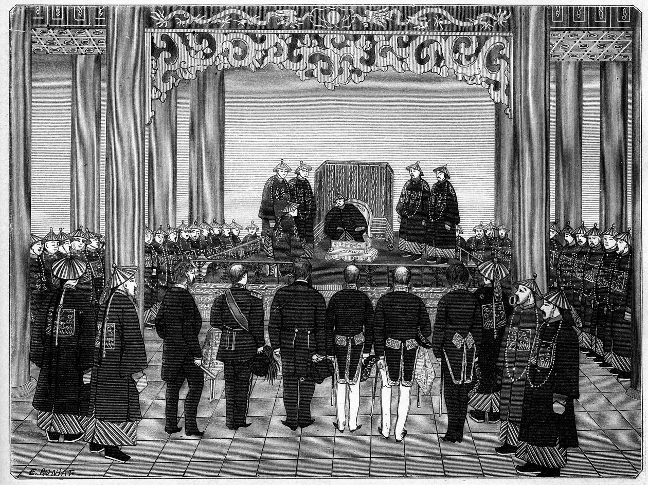 Külföldi diplomáciai testület fogadása a kínai császárnál, június 29 alkotó: Etienne Antoine Eugene Ronjat