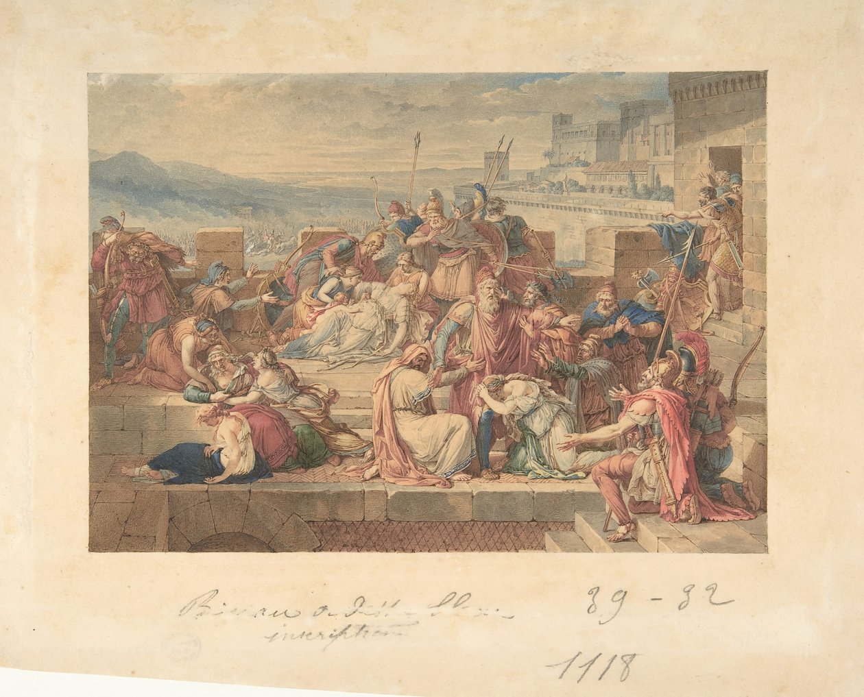 Priamosz és családja Hector halálát gyászolja, n.d. alkotó: Etienne Barthelemy Garnier