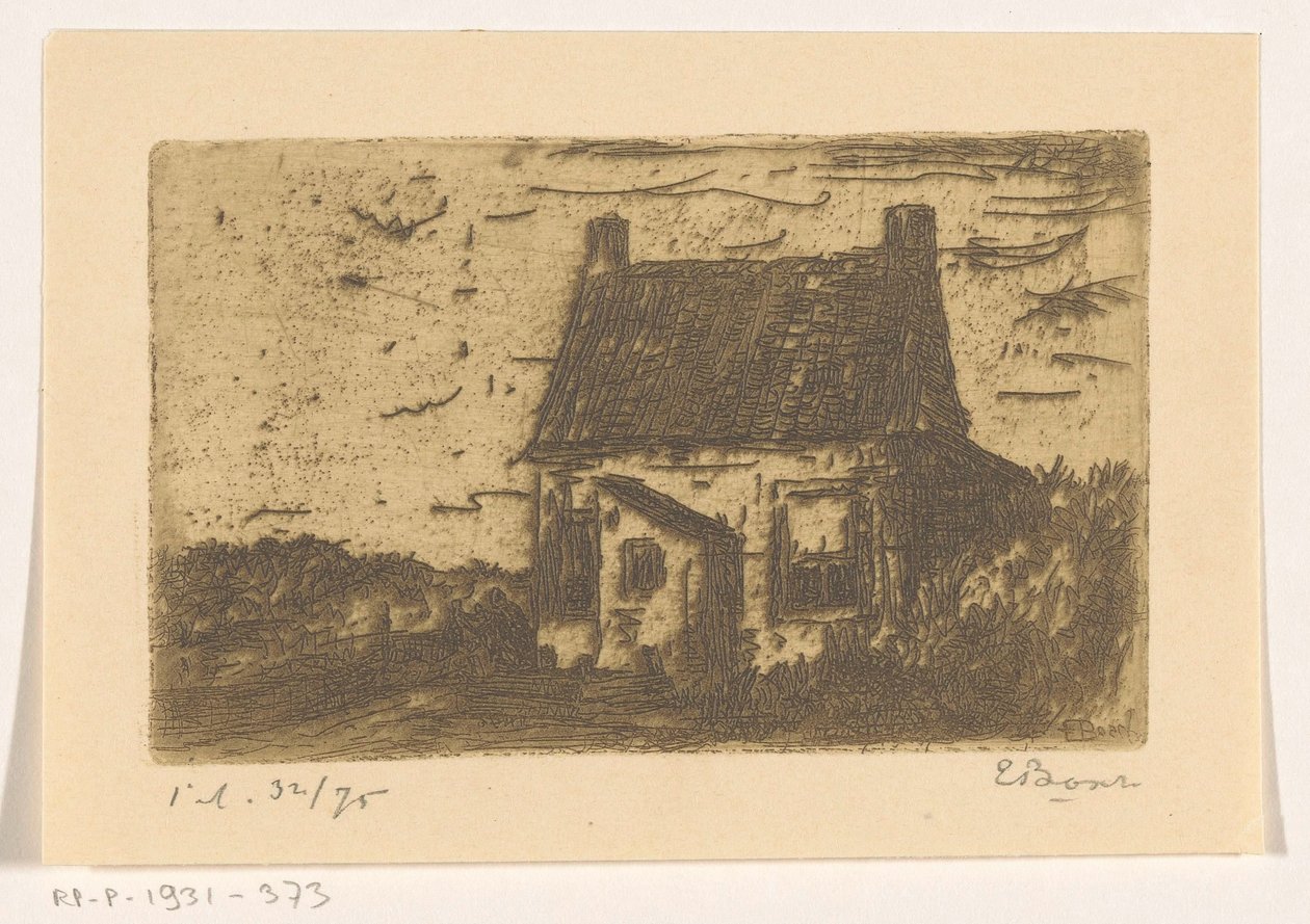 Ház Ter Heijde-ben, Hága közelében (eredeti cím az objektumon) alkotó: Etienne Bosch (signed by artist)