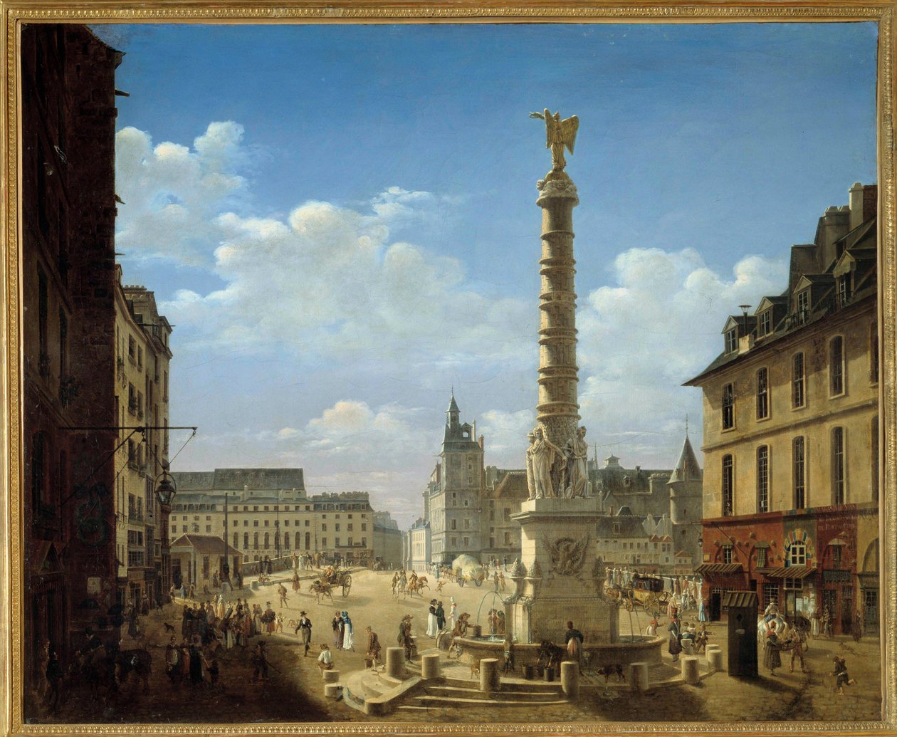 A tér és a szökőkút Chatelet festménye Etienne Bouhot (1780-1862) 1810 V. 0,81x0,99 m Párizs, Carnavalet Múzeum alkotó: Etienne Bouhot