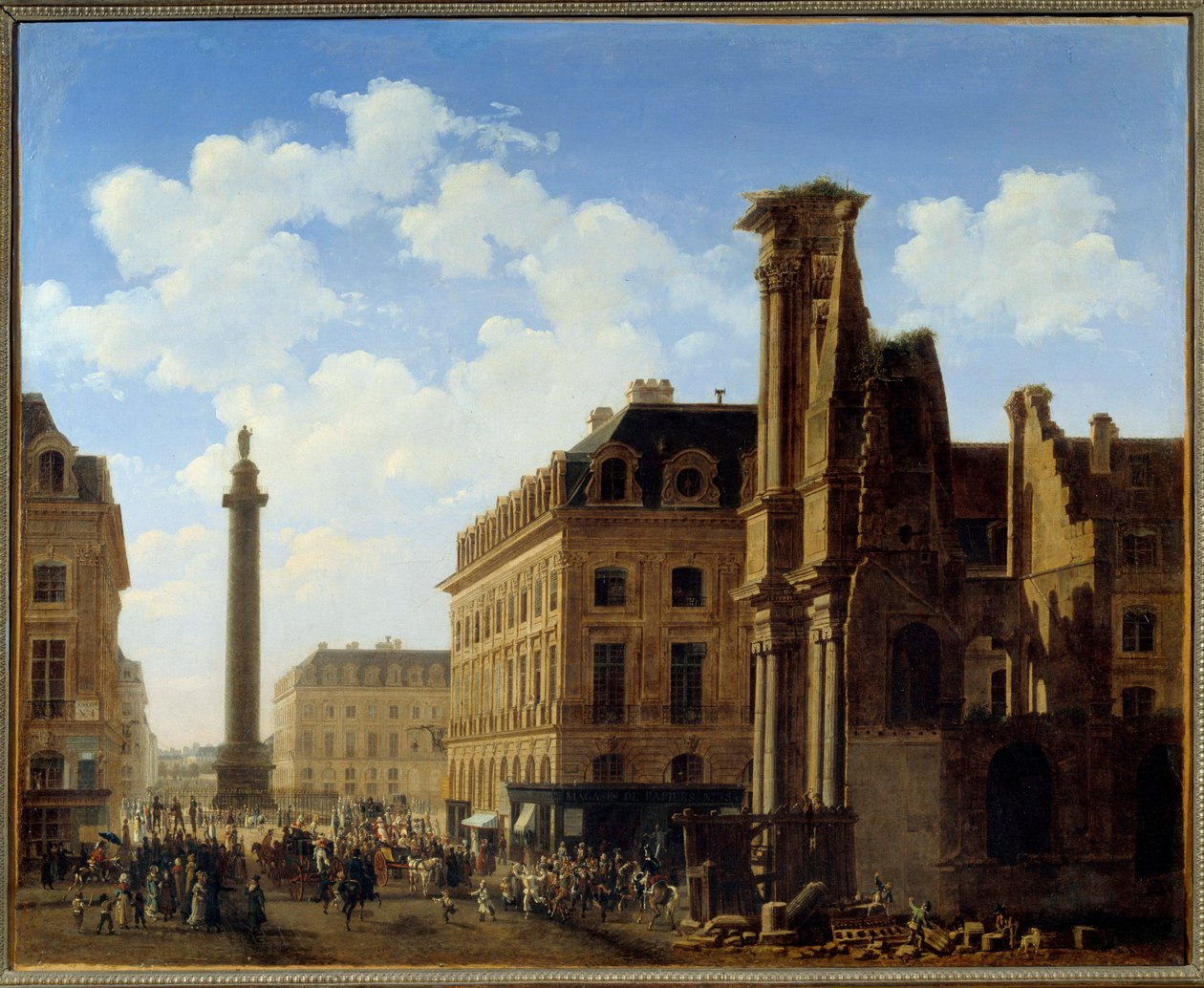 Place Vendome és a Castiglione utca a lombos templom romjaival. Etienne Bouhot (1780-1862) festménye 1808 V. 0,81x0,99 m Párizs, Musee Carnavalet alkotó: Etienne Bouhot