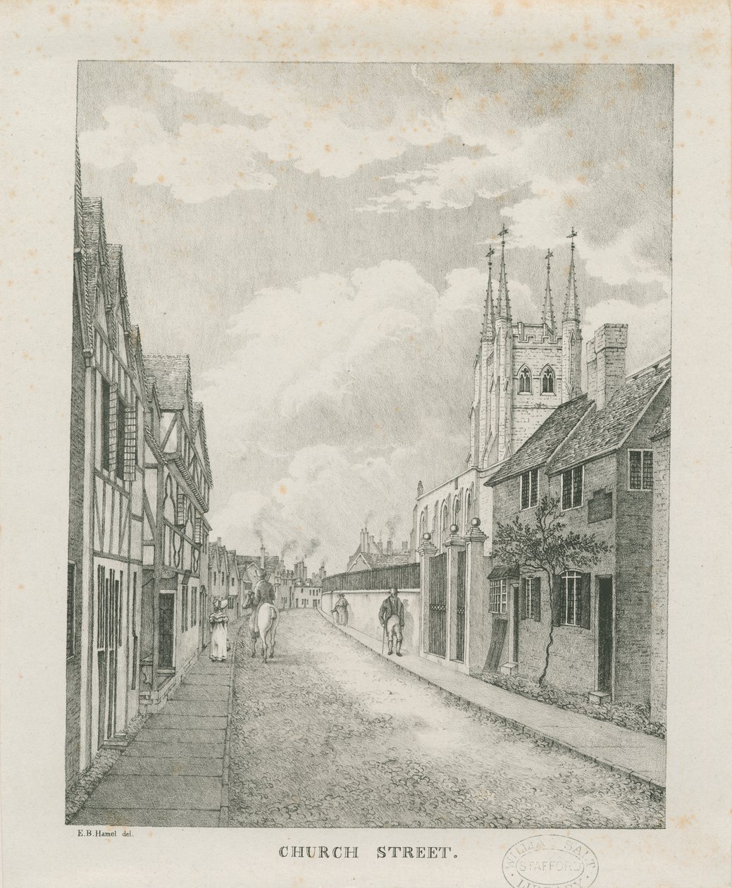 Tamworth - Church Street: litográfia, nd [1796-1865] (nyomtatott) alkotó: Etienne Bruno Hamel