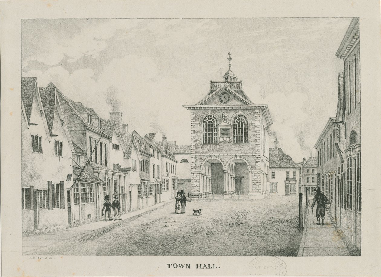 Tamworth – A városháza: litográfia, nd [1796-1865] alkotó: Etienne Bruno Hamel