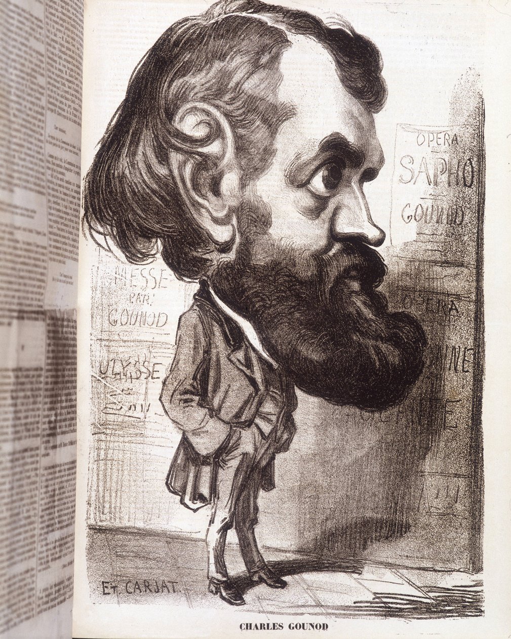Charles Gounod (1818-1893) zeneszerző karikatúrája, Etienne Carjat, a XIX. alkotó: Etienne Carjat