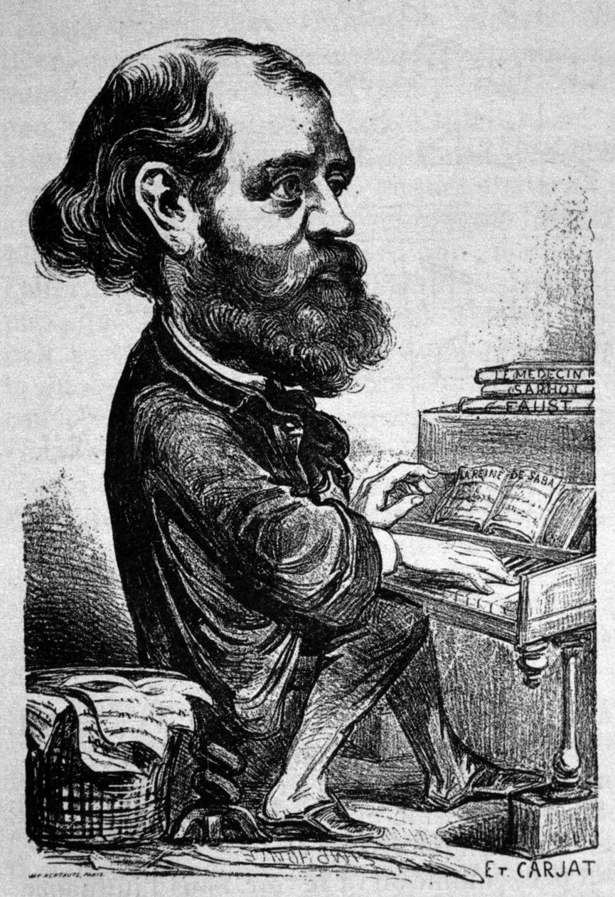 Charles Gounod (1818-1893), francia zeneszerző, Etienne Carjat karikatúrája. alkotó: Etienne Carjat
