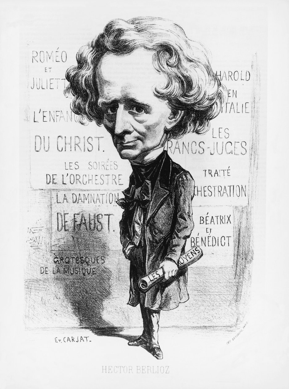 Franciaország, Párizs, Hector Berlioz (1803 - 1869) zeneszerző karikatúrája alkotó: Etienne Carjat