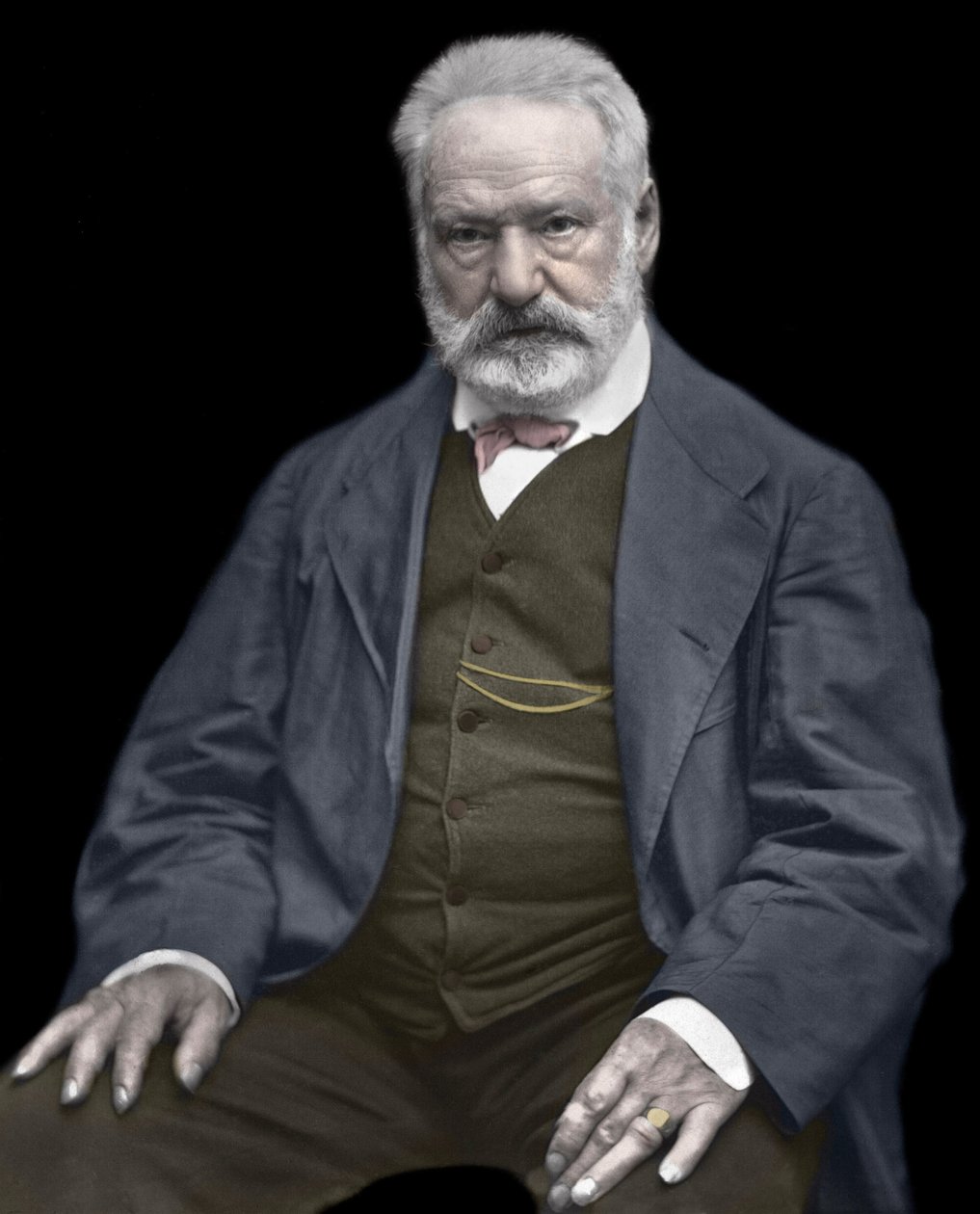 Victor Hugo (1802-1885) francia író és költő portréja, Színezés Etienne Carjat (1828-1906) fényképén - Victor Hugo (1802-1885). angol író és költő. kb. 1870. Színes fénykép. alkotó: Etienne Carjat