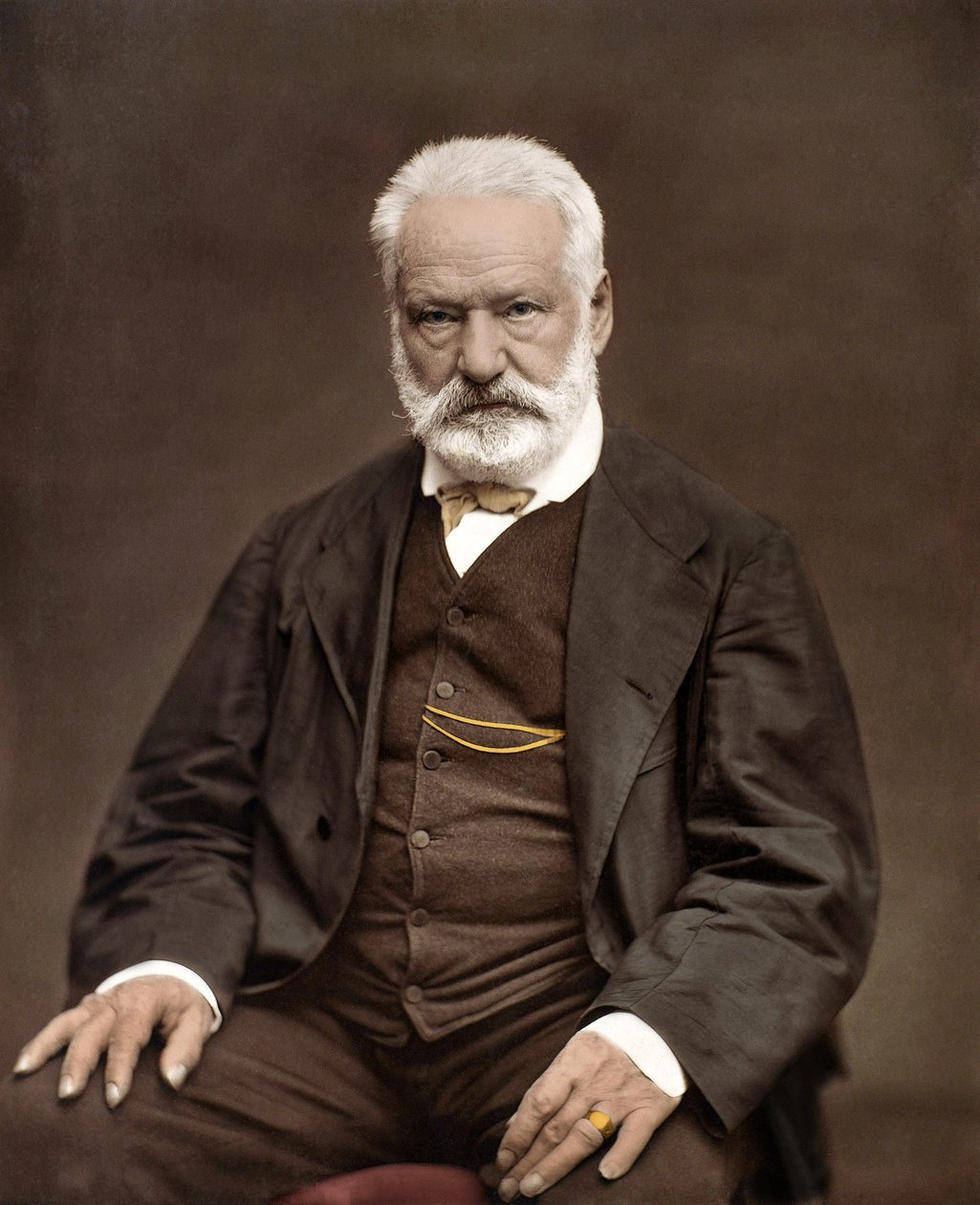 Victor Hugo (1802-1885) francia író és költő portréja, Színezés Etienne Carjat (1828-1906) fényképén - Victor Hugo (1802-1885). angol író és költő. kb. 1870. Színes fénykép. alkotó: Etienne Carjat