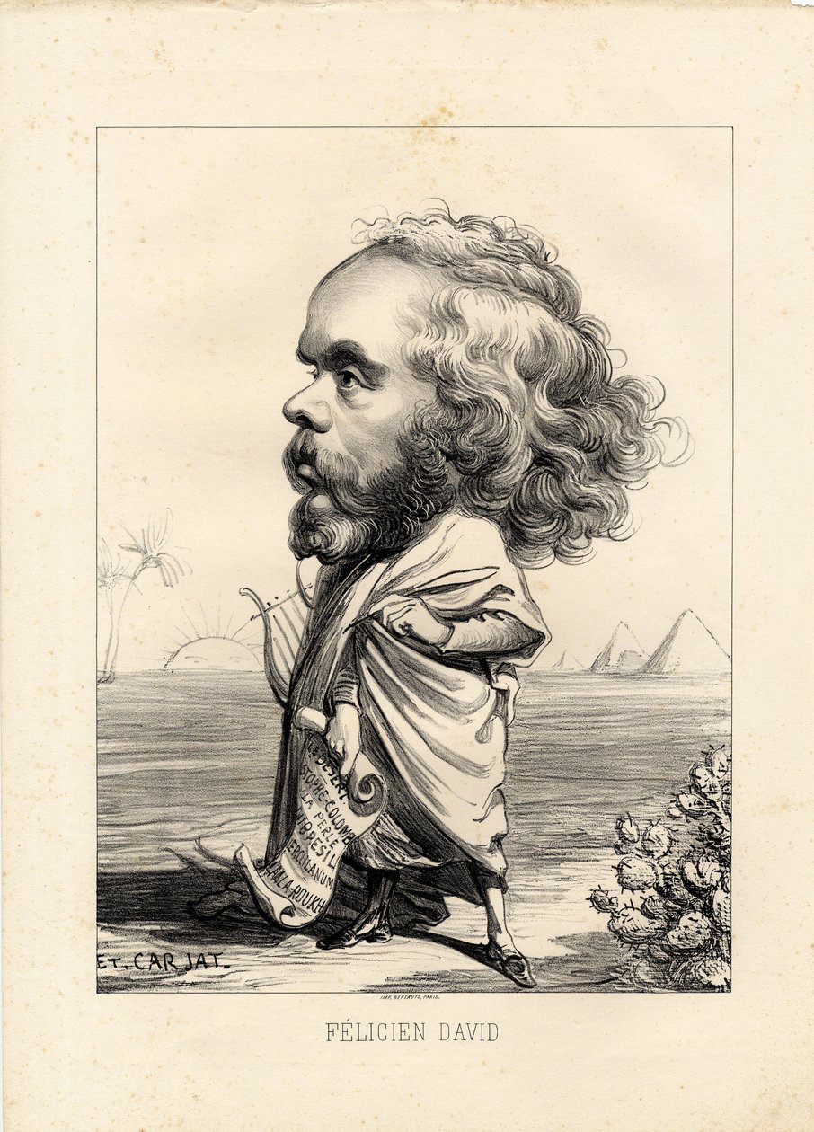 repülő levél - Etienne Carjat (1826-1906) illusztrációja: Egyiptom, Líra, Piramisok - David Felicien (1810-1876) alkotó: Etienne Carjat