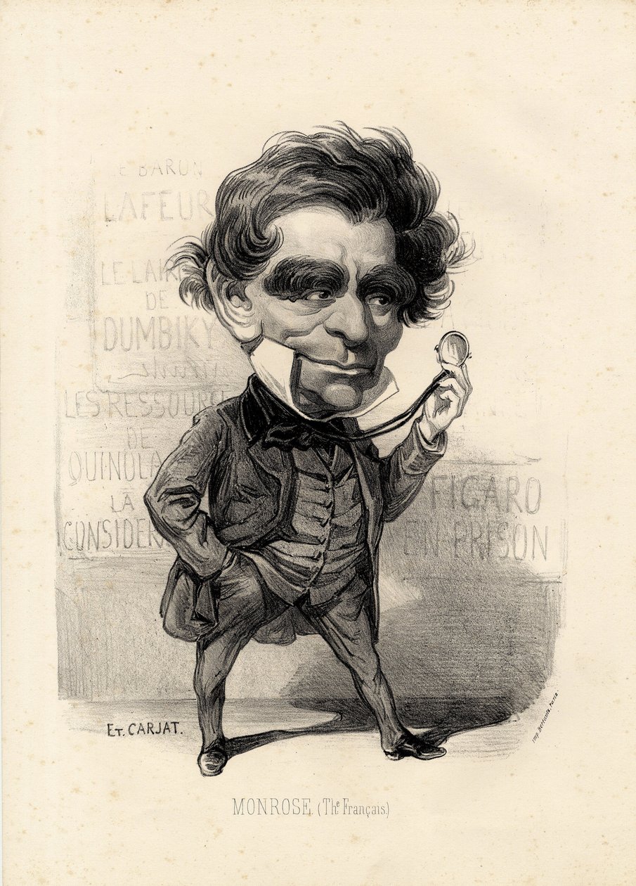 repülő levél - Illusztráció: Etienne Carjat (1826-1906): Színház - Monrose Antoine-Martial Louis Barizain, Louis Monrose (1811-1883) alkotó: Etienne Carjat