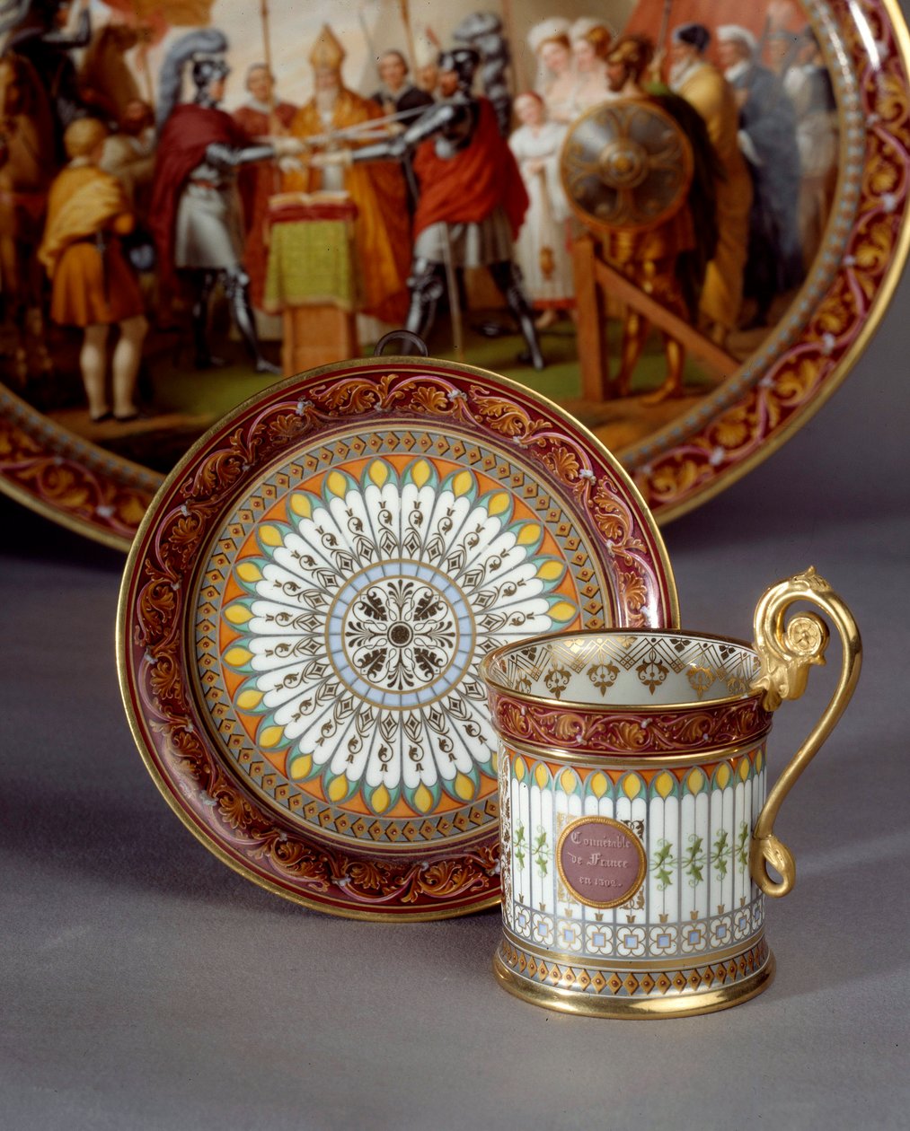 Porcelán csésze és csészealj csokoládéból. Megvalósította Etienne Charles Leguay (1762-1846) 1835 Sevres, porcelángyár alkotó: Etienne Charles Leguay
