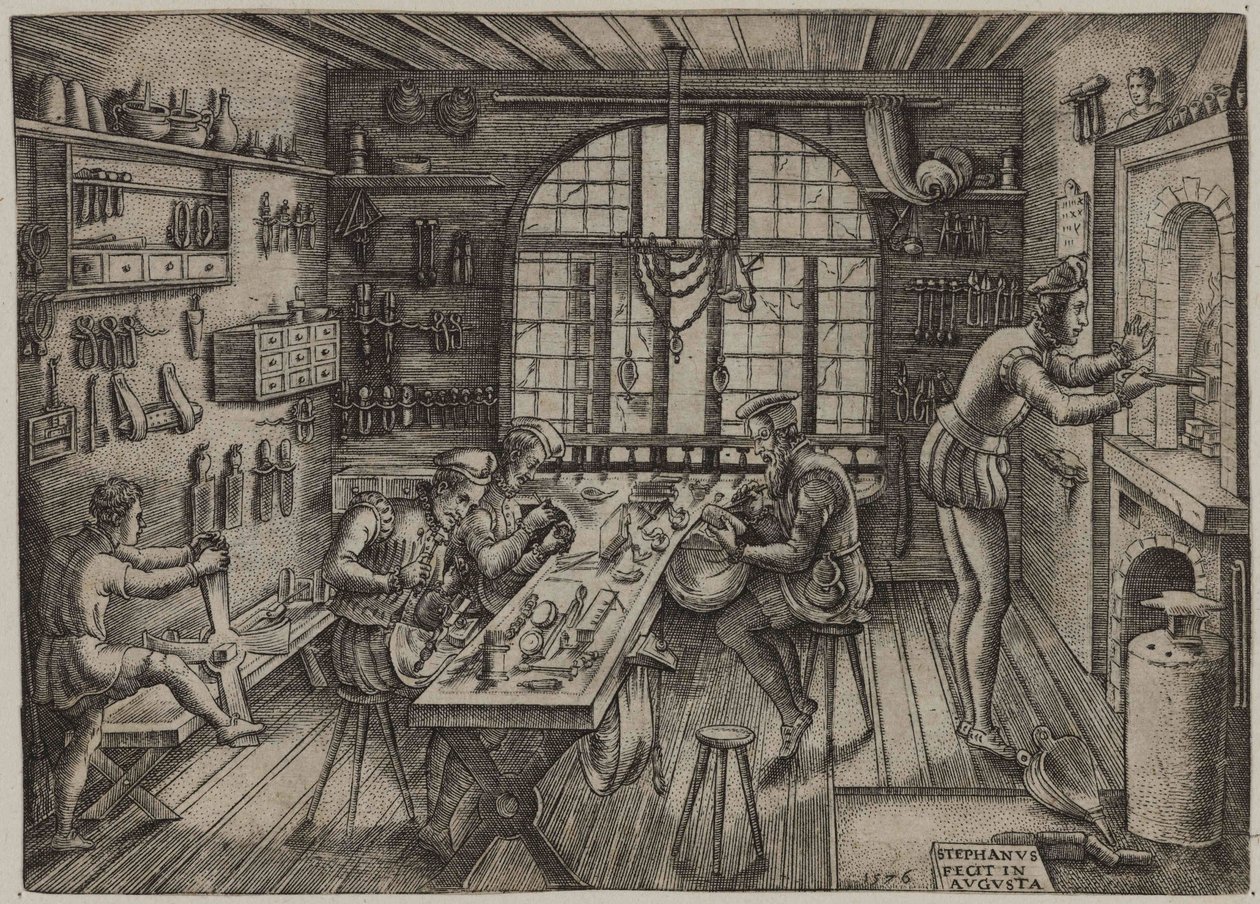 Ötvösműhely, 1576. alkotó: Etienne Delaune