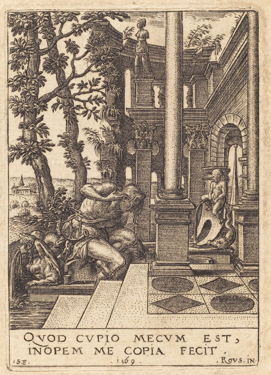 Nárcisz a szökőkútnál alkotó: Etienne Delaune after Rosso Fiorentino