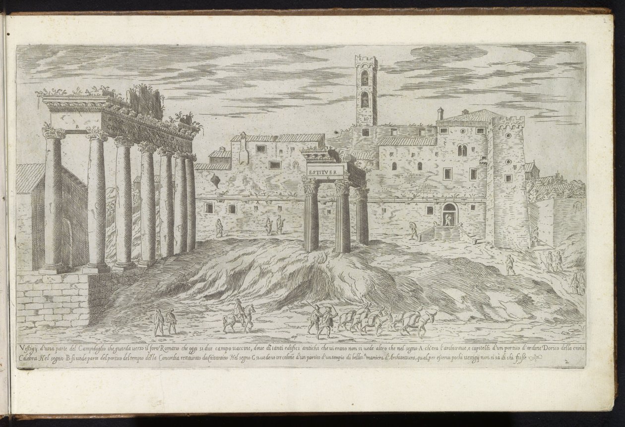 Forum Romanum Rómában Bouwwerken uit de oudheid (sorozat címe) Az ókori Róma maradványait Stefano Du Perac Parisino gyűjtötte össze és fényképezte perspektivikusan (a sorozat címe a tárgyon) alkotó: Etienne Duperac