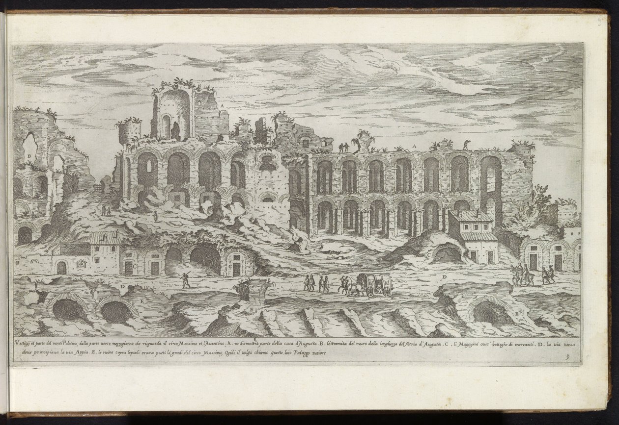 Palatijn te Róma Bouwwerken uit de oudheid (sorozat címe) Az ókori Róma maradványait Stefano Du Perac Parisino gyűjtötte össze és fényképezte perspektivikusan (a sorozat címe a tárgyon) alkotó: Etienne Duperac