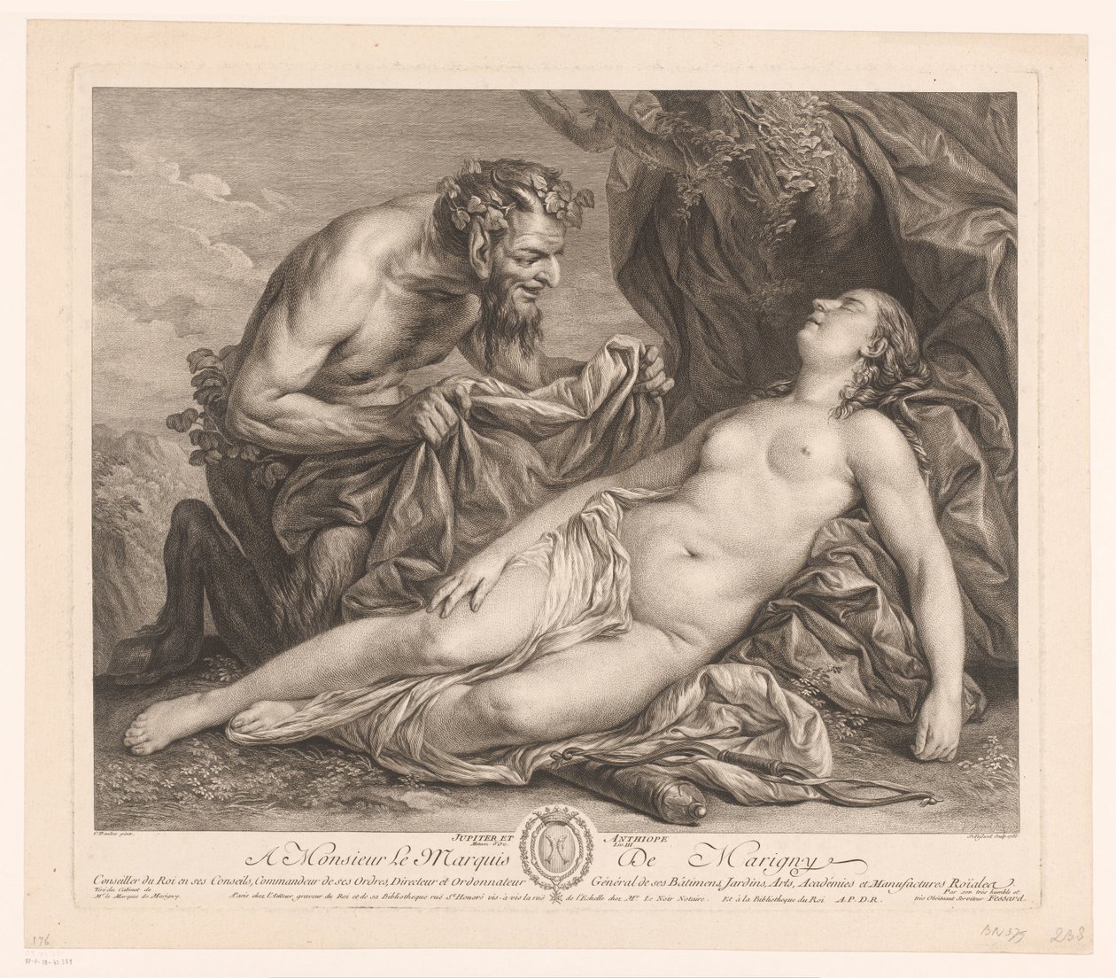 Jupiter és Antiope Jupiter és Antiope (cím a tárgyon) alkotó: Etienne Fessard
