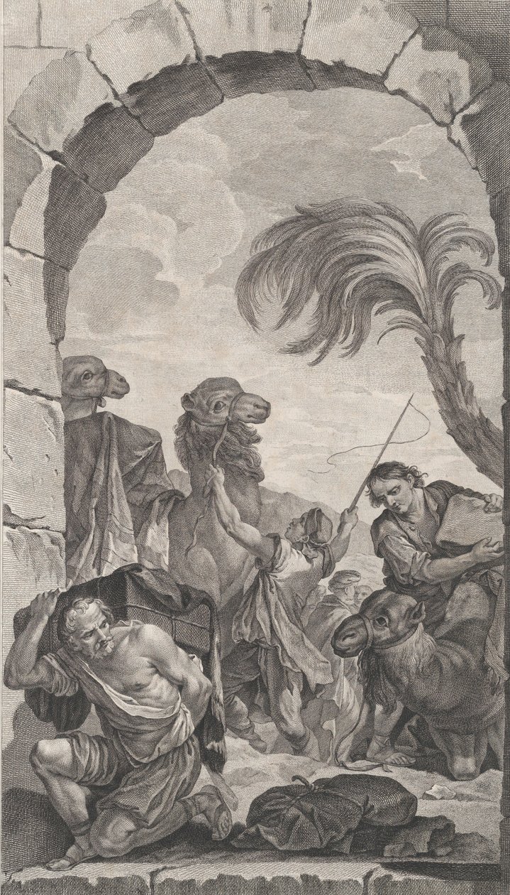A párizsi megtaláltak kápolnája: A mágusok lakosztálya: tevehajtók és tevehordozók..., 1756. alkotó: Etienne Fessard