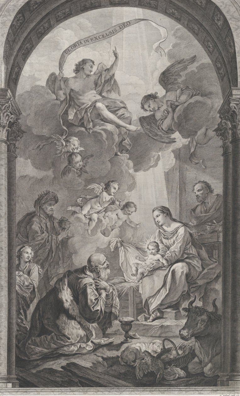 Az alapítottak kápolnája Párizsban: Gaspard mágusok és Melchior az E...-t imádják, 1752. alkotó: Etienne Fessard