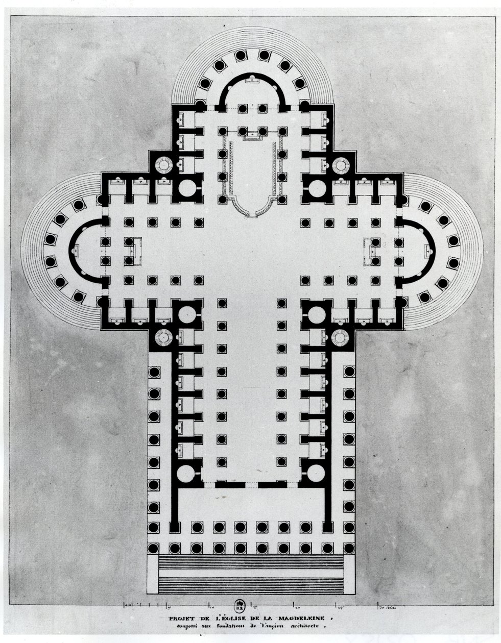 A Madeleine templom projektje. Rajz. Etienne Louis Boullee (Etienne-Louis Boullee) francia építész építészete (1728-1799). alkotó: Etienne Louis Boullee