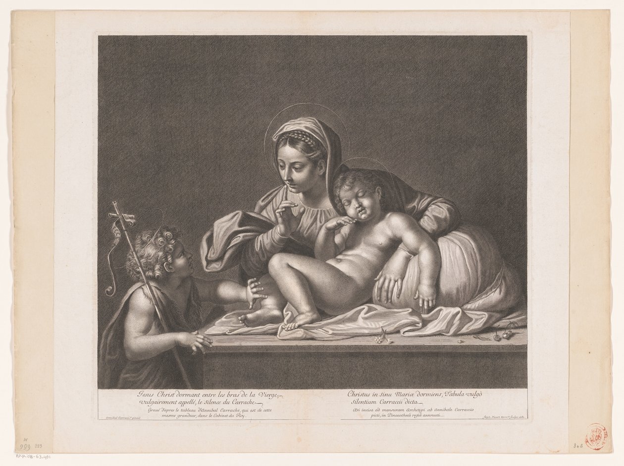 Mária alvás közben találkozott Krisztussal, de Doper János hallgatott Jézus Krisztus alszik (...) / Krisztus alszik Mária kebelében (...) (cím a tárgyon) alkotó: Etienne Picart