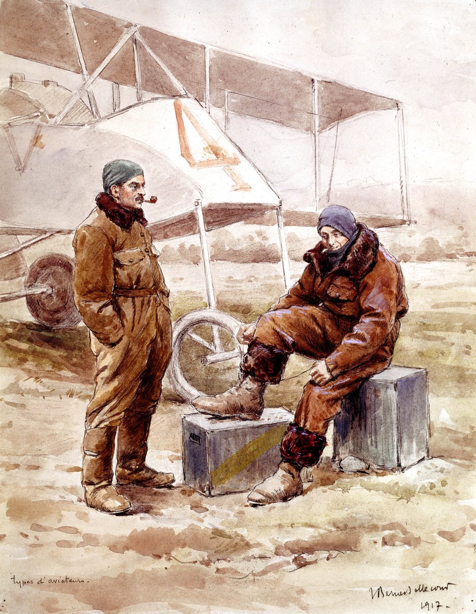 pilóták és a "Voisin" bombázógép 1917-ben alkotó: Etienne Prosper Berne Bellecour