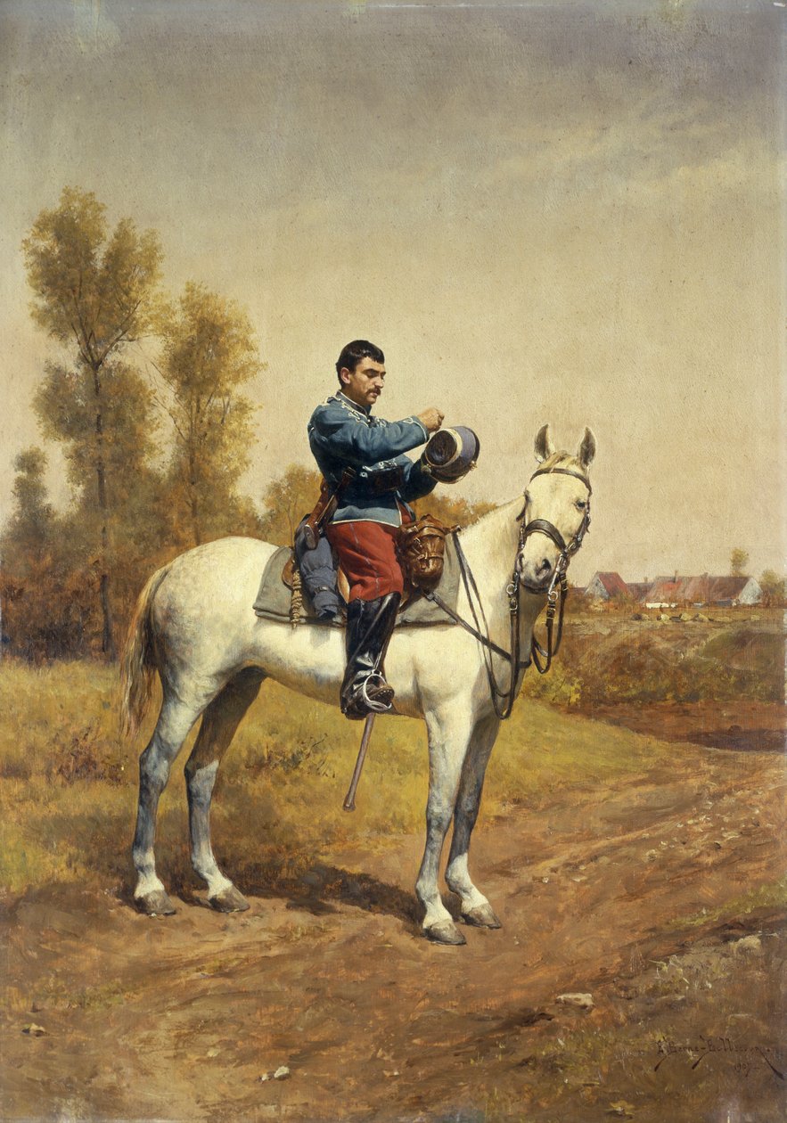 Lovas katona fehér töltényen, 1907 alkotó: Etienne Prosper Berne Bellecour
